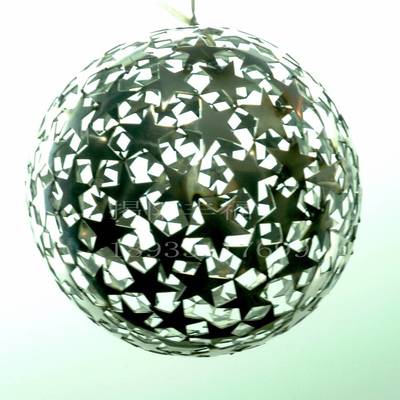 厂家生产镜面不锈钢拼花空心圆球 星星图案金属镂空球 镂空不锈钢装饰球